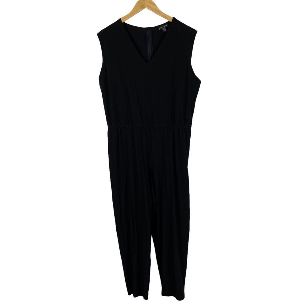 Eileen Fisher black sleeveless jumpsuit elastic waist